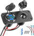 12V USB Outlet Marine Switch Panel, PD3.0 & Dual Quick Charge 3.0 USB Ports, Waterproof 150W Cigarette Lighter Socket