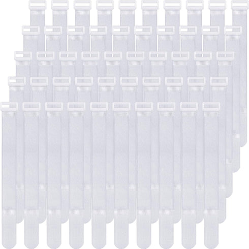 Pasow Adjustable Cable Ties Organizer Fastener, Plastic Buckle, White, 12 Inch, 50Pcs