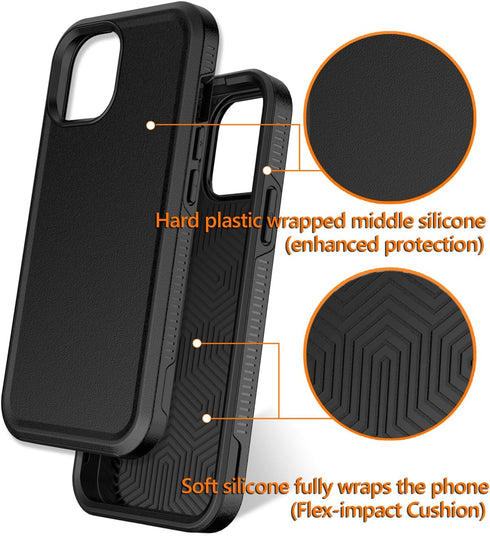 Diverbox iPhone 15 Case, Shockproof and Dropproof with Tempered Glass Screen Protector, Heavy Duty Protection Cover