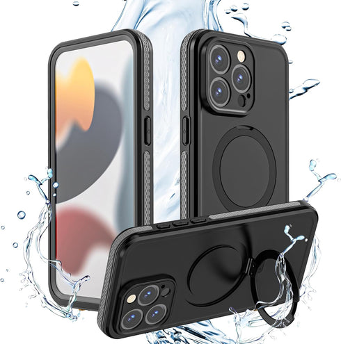 Guppy Waterproof Case for iPhone 15 Pro Max, IP68 Dustproof with Magnetic Stand, Built-in Screen Protector, 6.7
