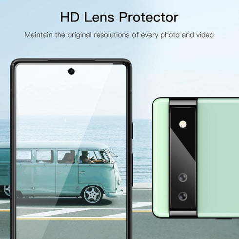 JETech 2-Pack Screen Protector for Google Pixel 6a 6.1" - HD Clear, Tempered Glass, Camera Lens Protector, Easy Install.