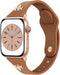 Slim Leather Bands with Charms for Women, Compatible with Apple Watch Band 38mm 40mm 41mm