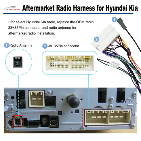 16Pin 2015-2020 2016-2020, 16Pin K2 K3 K4 ISO Aftermarket Radio Harness Adapter for Hyundai KIA Android Car Stereo