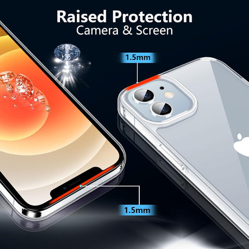 jaroco iPhone 12 Case 6.1-Inch, Anti-Scratch Clear Non-Yellowing Shockproof Phone Bumper Cover
