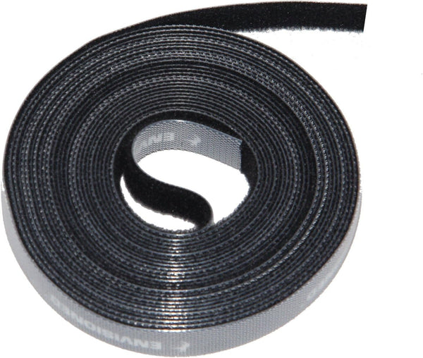 16ft x 1/2 inch Hook Loop Cable Ties Roll - ENVISIONED Reusable Fastening Straps for Cable Management (Black)