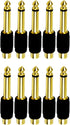 CESS 6.35mm 1/4 Inch TS Plug to RCA Female Jack Audio Adapter, Gold Plated - 10 Pack