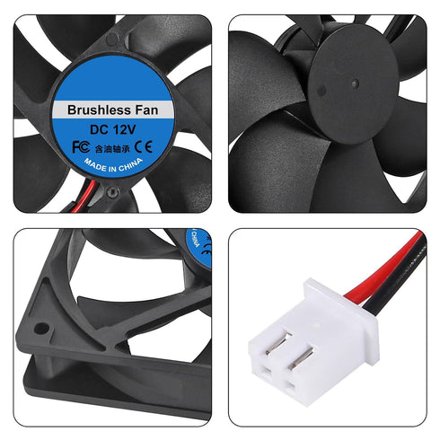 2Pcs DC 12V 12025 Cooling Fan 120x120x25mm 12cm 120mm Computer Case Fan DC 12V Cooling Fan for Fan Server Chassis Power Inverter PC Cooling Fan 2Pin