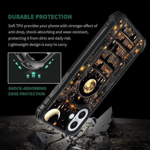 Toulas 16 for iPhone Case,Gothic Bookshelf Dark Academia Literary DesignAll-Round Protection Shockproof Anti-Scratches