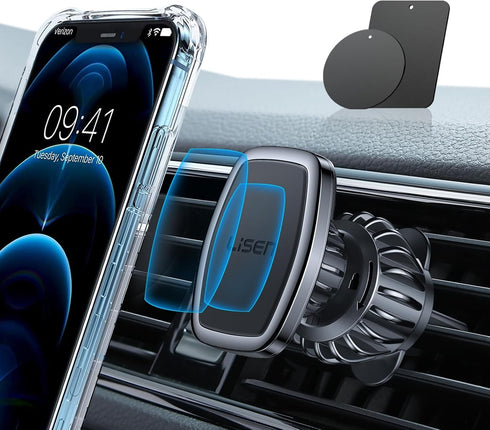 LISEN Magnetic Phone Holder for Car - Upgraded Clip with 6 Strong Magnets for Galaxy S25 Ultra 4-6.7 inch Smartphones