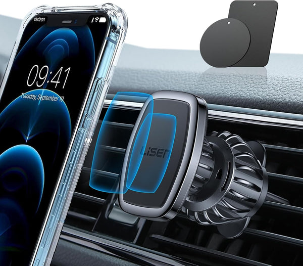 LISEN Magnetic Phone Holder for Car - Upgraded Clip with 6 Strong Magnets for Galaxy S25 Ultra 4-6.7 inch Smartphones