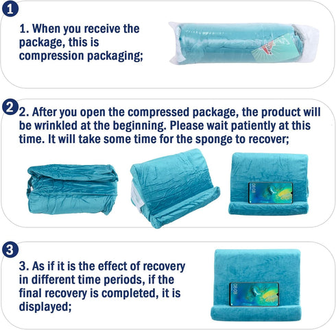 Tablet Stand Multi-Angle Lazy Holder with Soft Pad, Net Pocket & Phone Stands for Lap, Knee, Sofa, and Bed (Light Blue)