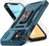 DEERLAMN iPhone 11 Case - Light Blue, Military Grade Shockproof, Slide Camera Cover + 2 Screen Protectors, Rotated Ring