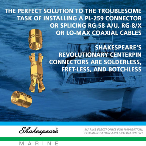 Shakespeare PL-258-CP-G Marine Center Pin Spice Connector, Gold