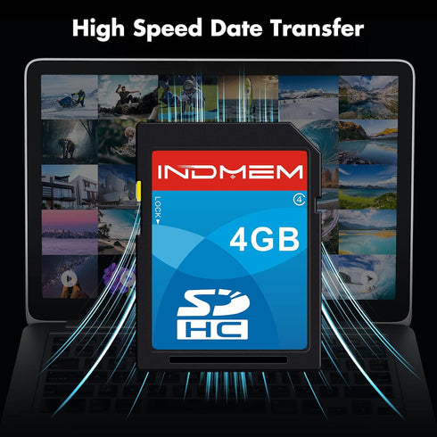 INDMEM SD Card 4GB SDHC Class 4 Flash Memory Card, 2 Packs for Digital Cameras