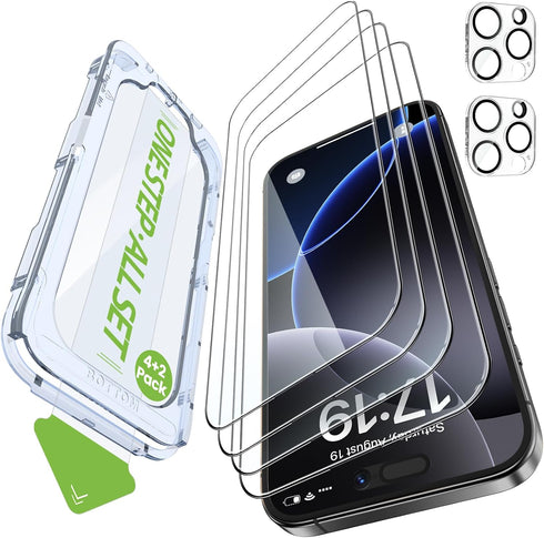 iGluz 4 Pack for iPhone 16 Pro Max Screen Protector with 2-Pack