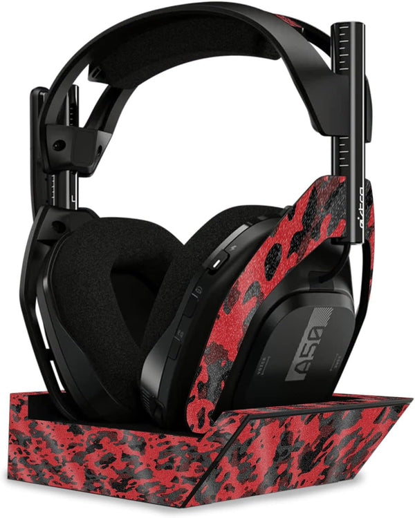 MightySkins Glossy Glitter Skin for Astro A50 Wireless Headphones + Base Station (Gen 4) - Red Modern Camo, Protective,