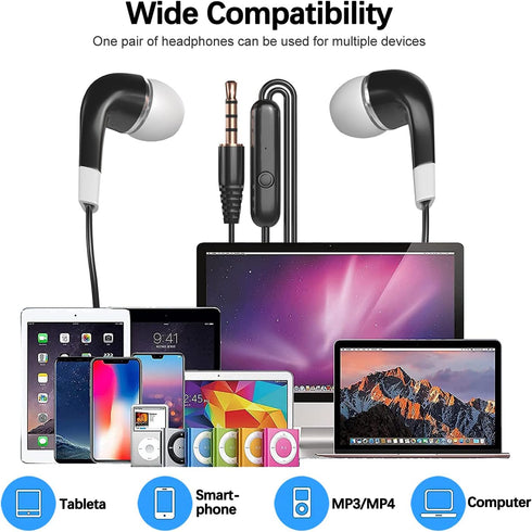 Kids Earbuds with Microphone 30 Pack, Bulk Stereo Disposable Wired Earphones Headphones for Kids Students Classroom