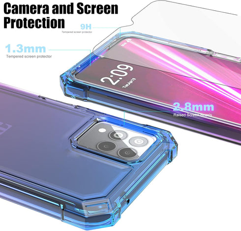 Ailiber Case for TMobile Revvl 6 5G Pro with Screen Protector, Dual Layer Shock-Absorbing Corners TPU Bumper (Blue Pink)
