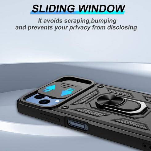 T-Mobile REVVL 6 5G Case with HD Screen Protector, Black Military Grade 360° Rotation Ring Kickstand for Revvl 6X 5G.