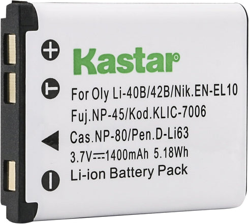 Kastar Digital Camera Replacement Lithium-Ion Battery Compatible with Fuji NP-45, Kodak KLIC-7006, EN-EL10, Pentax