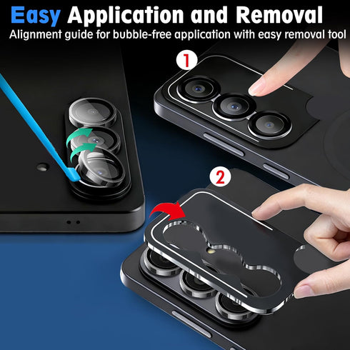 SiHPuoy 2 Sets S26/S26 Camera Lens Protector for Samsung Galaxy Plus, Metal Aluminum CircleTempered Glass Camera