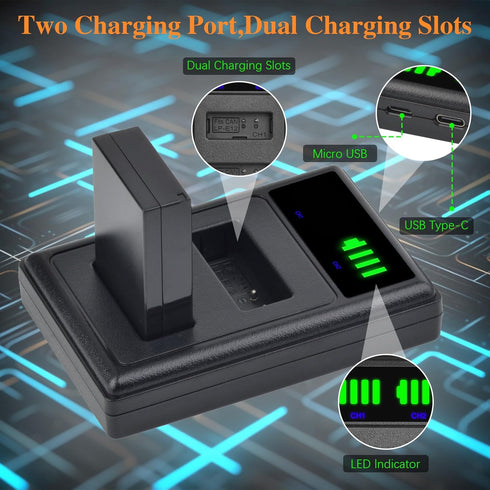 Pickle Power LP-E12 Battery and LED Dual USB Charger for Canon PowerShot SX70 HS, EOS M Series, M50 Mark II, Rebel SL1