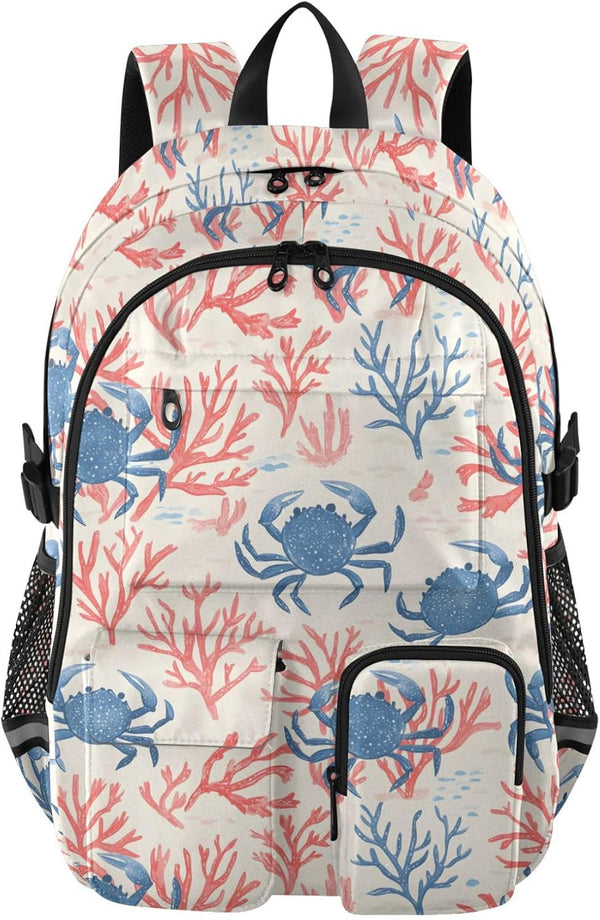 ALAZA School Backpack for Teen Girls Boys Ocean Crab Coral Kids Backpack