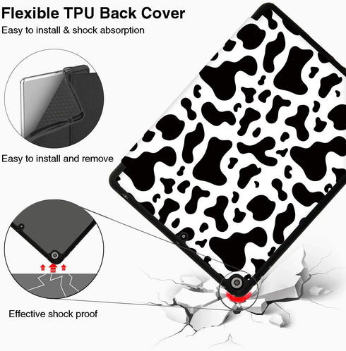 Hi Space Case for iPad 9th 8th 7th Generation, Shockproof Smart Cover with Pencil Holder, Auto Sleep Wake