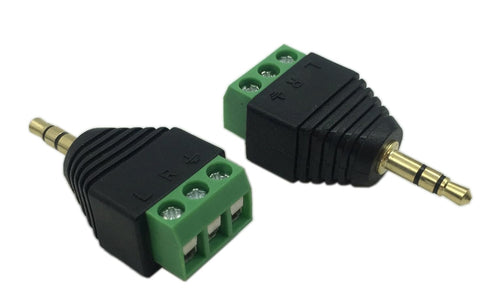 CERRXIAN 3.5mm 3 Pole Stereo Audio Video Male to 3 Screw Terminal Female Adapter, 2-Pack