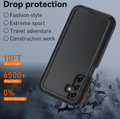Heavy Duty Case for Samsung Galaxy A15 5G, with Belt-Clip and Tempered Glass Screen Protector, Military Grade