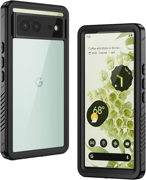Lanhiem for Google Pixel 6 Case, IP68 Waterproof Dustproof with Built-in Screen Protector, Heavy Duty Black/Clear