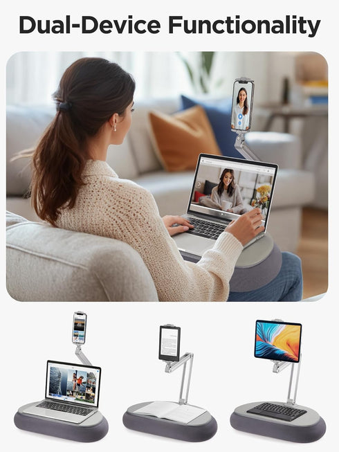 InnoGear 360 6" 13" Tablet Pillow Stand for Lap, Adjustable Hands-Free Holder Mount for Bed Sofa Reading Compatible