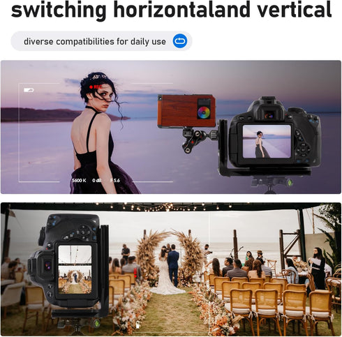 L Bracket Camera for DSLR - Real Single Vertical Horizontal Switching Tripod Quick Release Plate for Canon Nikon Sony