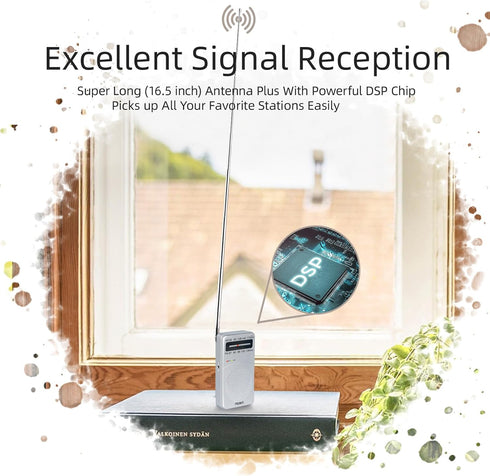 PRUNUS J-166 Portable Radio AM FM, Battery Operated Radio with Tuning Light, Excellent Reception for Indoor & Outdoor