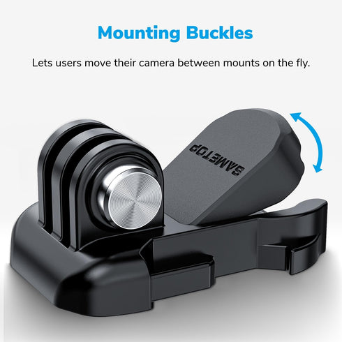 Sametop Helmet Sticky Mounts Adhesive Buckle Kit, Compatible with GoPro Hero 12 11 10 Max 9 8 7 6 5, 12 in 1 Accessories