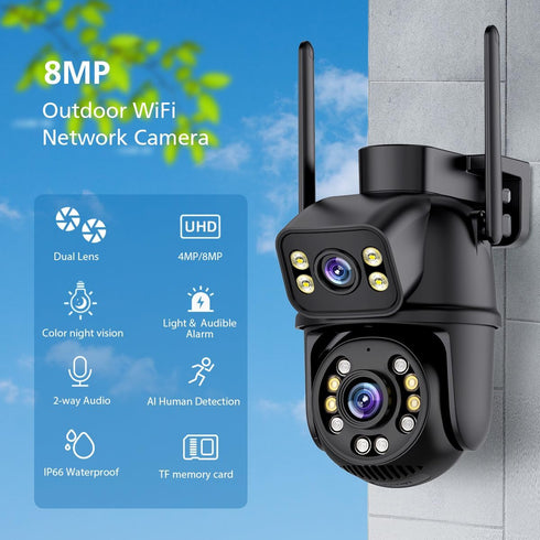 ICSEE WiFi Camera Security, 6MP Dual Lens, Wireless PTZ, Waterproof, Human Detection, Full Color Night Vision 65ft,