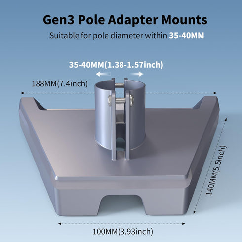 Starlink Gen 3 Pipe Adapter, Pole Mount Adapter Kit for Starlink Gen 3 Dish V3 Kickstand Dishy, Grey