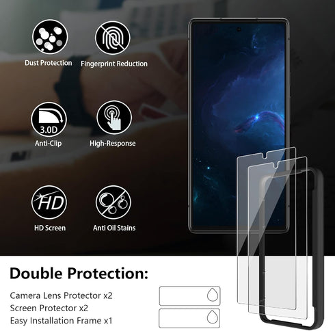 AACL 2 Pack Tempered Glass for Google Pixel 6, Screen Protector + Camera Lens Protector with Alignment