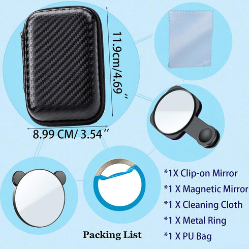Ziqintech 2-in-1 Phone Selfie Mirror Clip, Magnetic Selfie Mirror for iPhone Back Camera, Universal Compact
