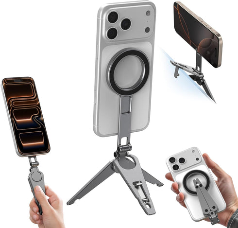 SMALLRIG Dual Magnetic Phone Tripod, Metal Cell Phone Mount Grip with 1/4" Threads,