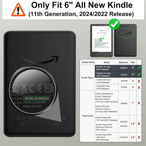 MoKo 6" (11th Generation-2024 2024/2022 11th Case Fits All-New E-Reader Release), Lightweight Shell Cover with Auto