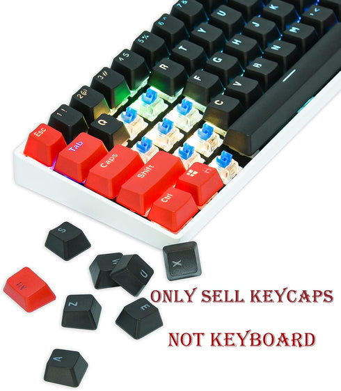 Fogruaden PBT Keycaps, Red and Black Keycaps 60 Percent, OEM Profile Custom Set for Cherry MX Switch Keyboard