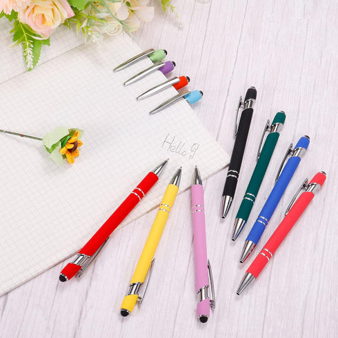 PATIKIL 6 Pack Ballpoint Pen with Stylus Tip, 2 in 1 Metal Pen, Light Purple, Black Ink 1.0mm Medium Point