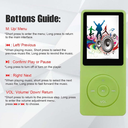 imkavery 64GB MP3 Player with Speaker Earphones Portable Music Player for Kids Support Voice Recording Photo Video