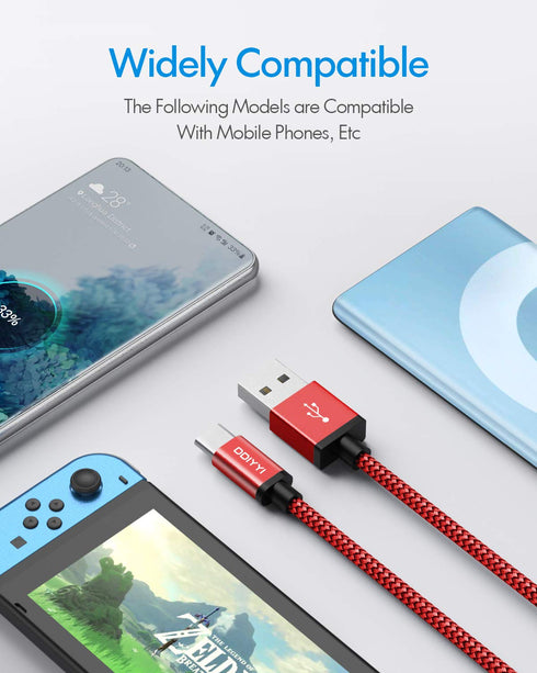 USB Type C Charger Cable 10FT 3 Pack for Kindle Fire HD 7 2022, 10 9th 2019, 8 10th 2020, Paperwhite 11th 2021, Samsung