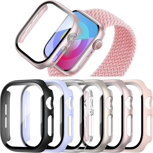 BHARVEST 6 Pack Case for Apple Watch Series 11/10 42mm with Tempered Glass