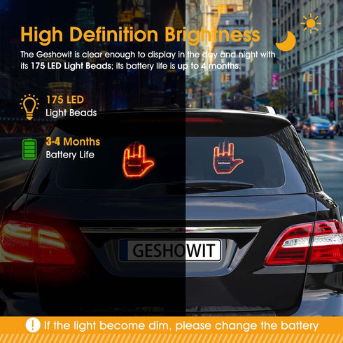 Car Accessories for Men, Car Finger Light with Remote - Give The Bird & Wave & Love to Drivers - Truck Accessories