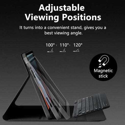 MMK Keyboard Case for iPad 10th Gen 10.9" 2022, Detachable Bluetooth Keyboard & Pencil Holder, Black