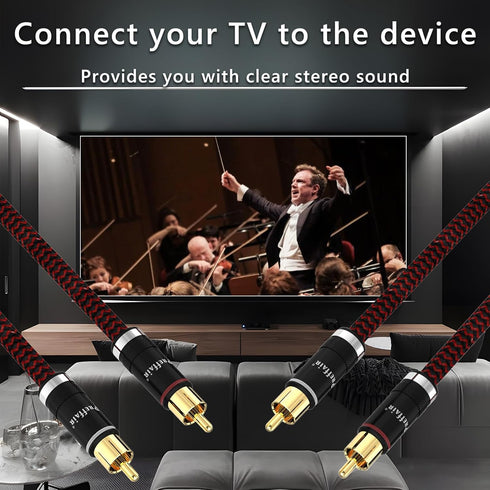 Preffair 2Pcs/1 Pair RCA Cables OFC Copper Shielded Gold Plated RCA Male to Male Connectors (4.9FT/1.5M)