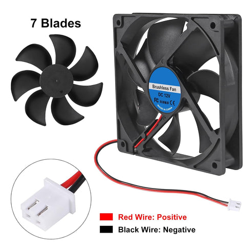 2Pcs DC 12V 12025 Cooling Fan 120x120x25mm for Computer Case and Server Chassis